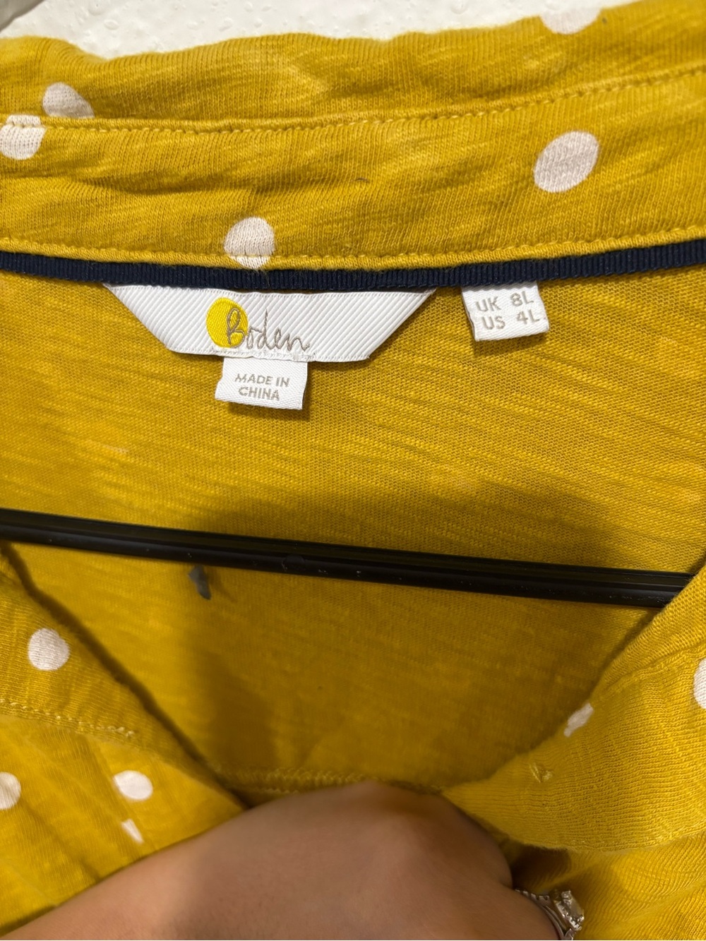 Boden Mustard Yellow Polka Dot Shirt Dress - Picture 6 of 8